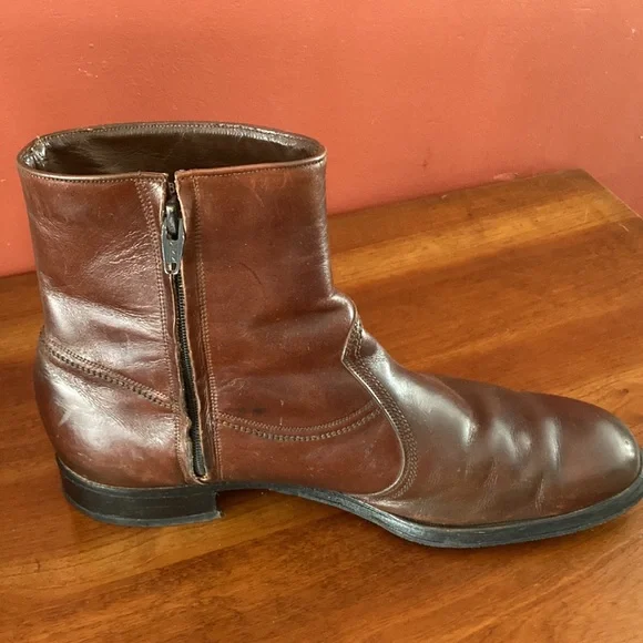 Vintage Florsheim Beatle boots Brown Side Zip Leather Size 11.5 - Picture 4 of 9